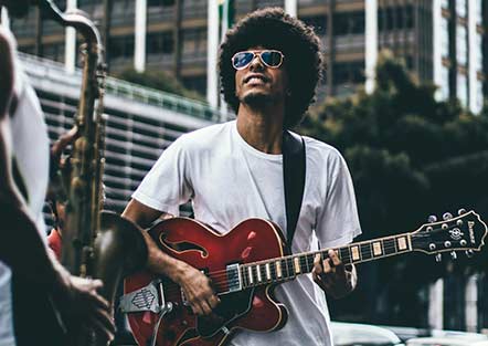 Guitarist Playing Electric Guitar